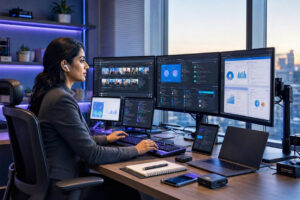 Solopreneur using AI tools for content creation, video production, website management, marketing automation, and online business growth.